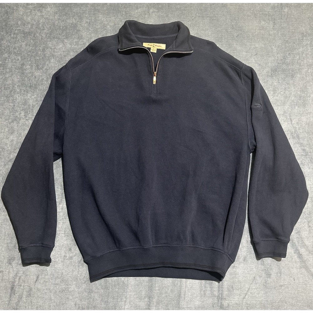 Tommy Bahama Navy Blue Preppy Edgier Aruba Zip Longsleeve Pullover-XL